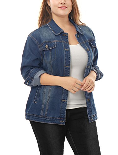 Plus Size Denim Button-Up Jacket for Women