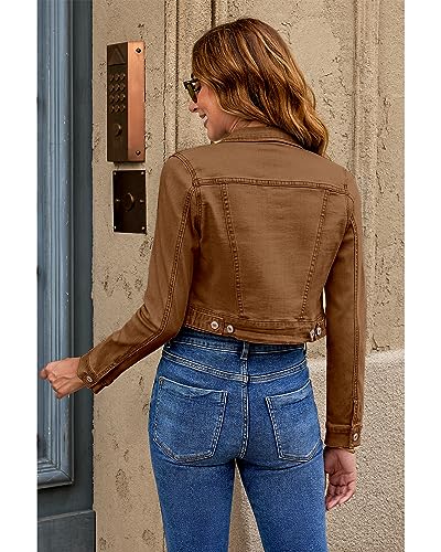 Luvamia Women's Stretchy Denim Button-Down Jacket