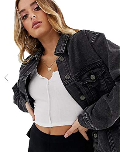 Oversize Vintage Boyfriend Denim Jacket - Black