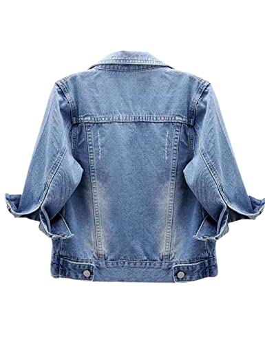 Women's Light Wash Cropped Denim Trucker Jacket