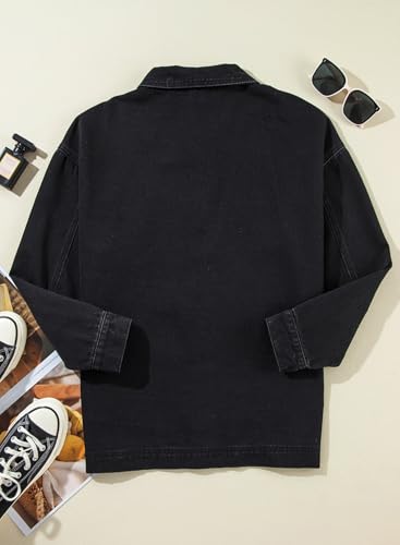 Oversized Black Denim Jean Jacket for Women