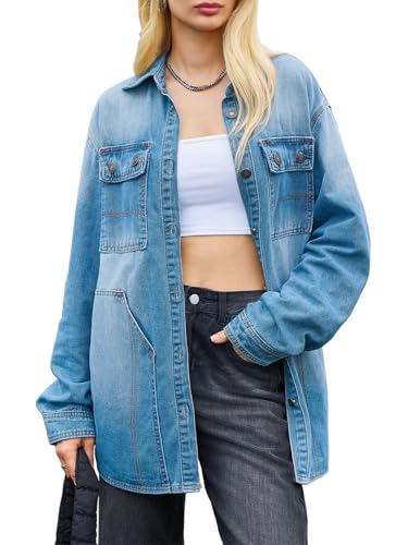 Women's Oversized Denim Jackets with Pockets