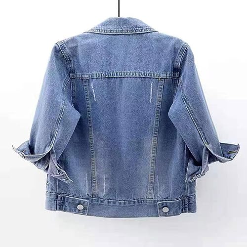 Womens Retro Cropped Denim Trucker Jacket