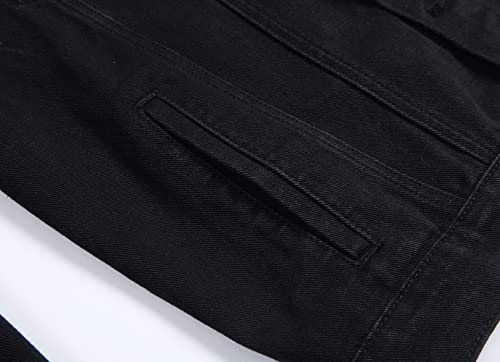 Men's Fashion Black Denim Jacket by Voeeron