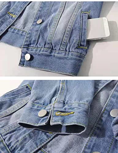 Women's Light Wash Cropped Denim Trucker Jacket