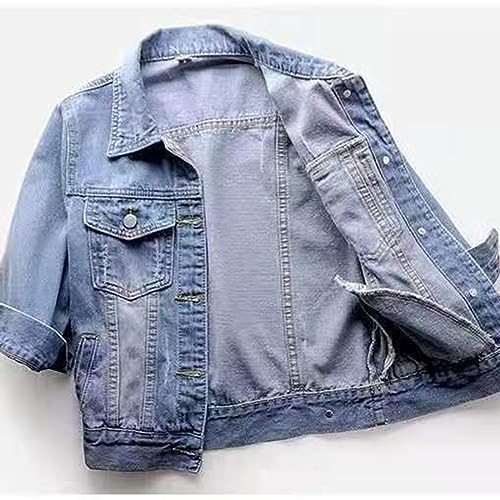 Womens Retro Cropped Denim Trucker Jacket