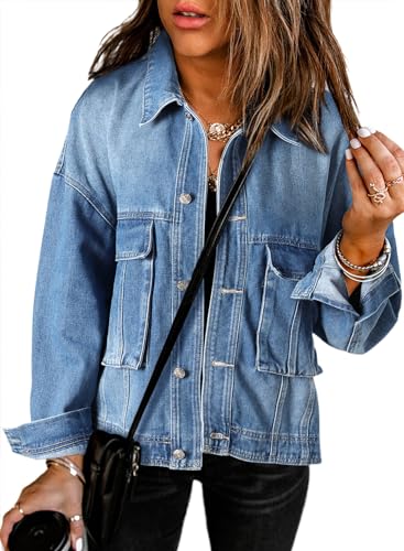 Sky Blue Oversized Denim Jacket for Women