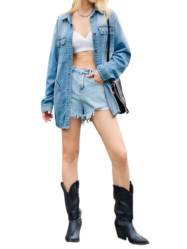 Women's Oversized Denim Jackets with Pockets