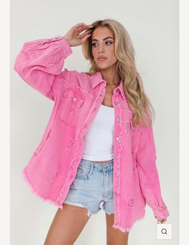 Omoone Women's Distressed Denim Boyfriend Jacket