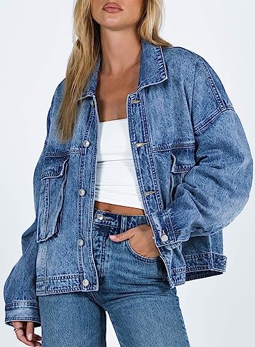 Sky Blue Oversized Denim Jacket for Women