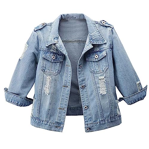 Light Blue 3/4 Sleeve Short Denim Jacket