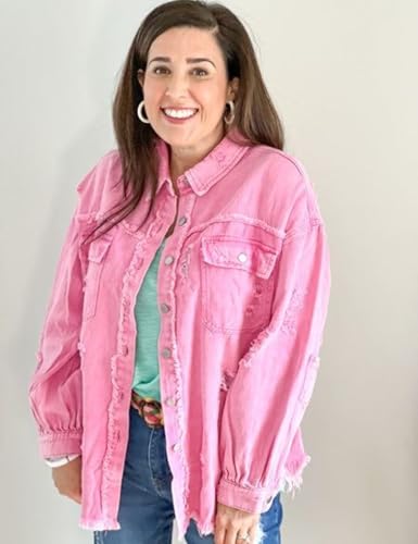 Omoone Women's Distressed Denim Boyfriend Jacket
