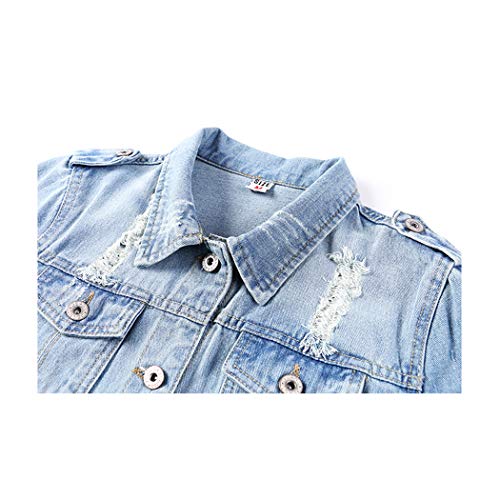 Light Blue 3/4 Sleeve Short Denim Jacket