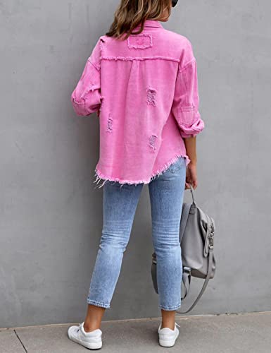 Omoone Women's Distressed Denim Boyfriend Jacket