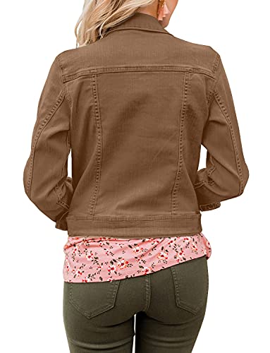 Plus Size Brown Denim Jacket for Women