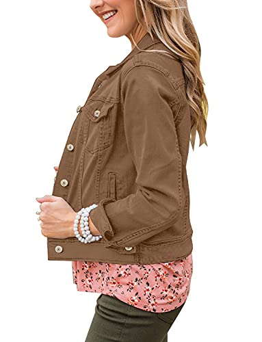 Plus Size Brown Denim Jacket for Women