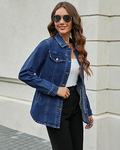 Luvamia Women's Oversized Denim Jacket - Blue