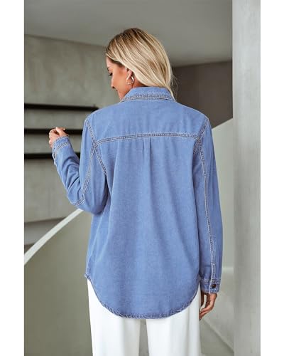 Luvamia Women's Casual Turquoise Denim Jacket