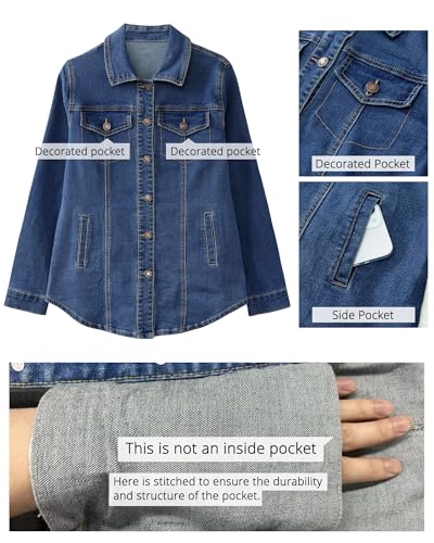 Luvamia Women's Oversized Denim Jacket - Blue