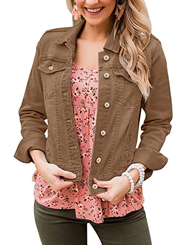 Plus Size Brown Denim Jacket for Women