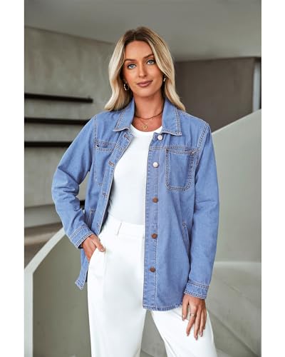 Luvamia Women's Casual Turquoise Denim Jacket