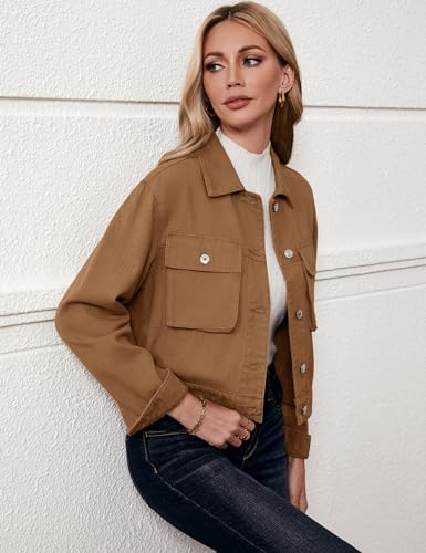 Luvamia Women's Lightweight Cropped Denim Jacket