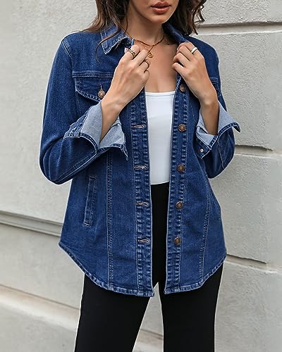 Luvamia Women's Oversized Denim Jacket - Blue