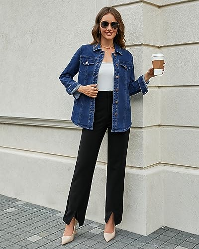 Luvamia Women's Oversized Denim Jacket - Blue