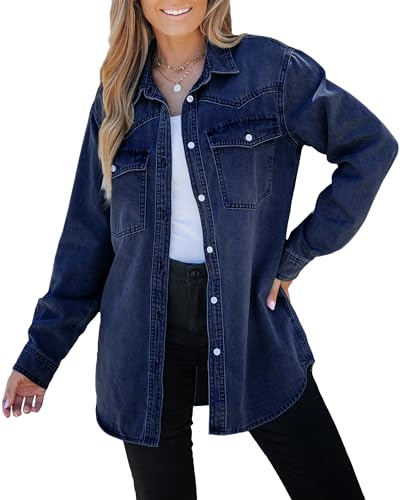 Luvamia Women’s Oversized Denim Jacket with Pockets