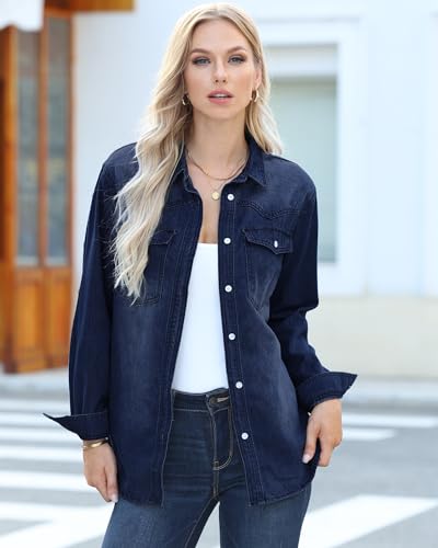 Luvamia Women’s Oversized Denim Jacket with Pockets