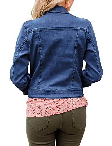 GRAPENT Women's Classic Denim Trucker Jacket - Blue
