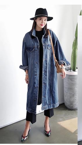 Classic Plus Size Long Jean Jacket for Women