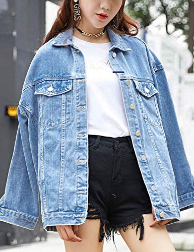Oversized Denim Biker Jacket for Women