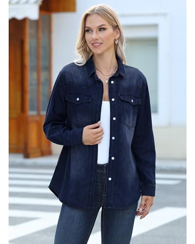 Luvamia Women’s Oversized Denim Jacket with Pockets