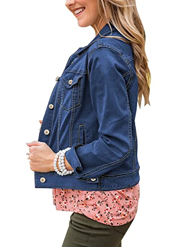 GRAPENT Women's Classic Denim Trucker Jacket - Blue