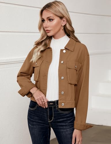 Luvamia Women's Lightweight Cropped Denim Jacket