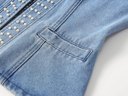 Kedera Women's Pearl Denim Jacket with Pockets