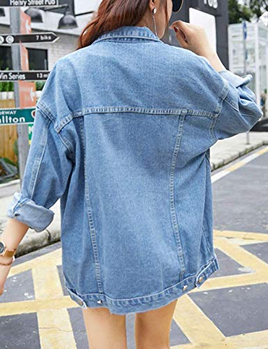 Oversized Denim Biker Jacket for Women