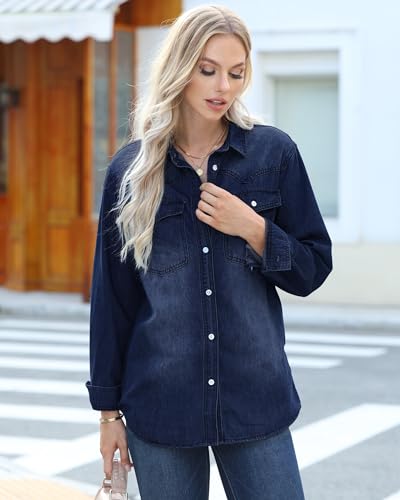 Luvamia Women’s Oversized Denim Jacket with Pockets