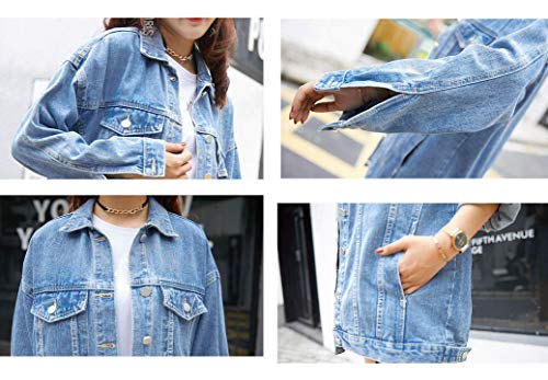 Oversized Denim Biker Jacket for Women