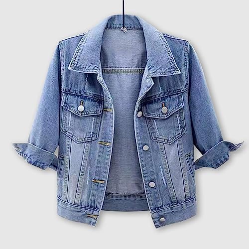 Trendy Plus Size Women's Cropped Denim Jacket