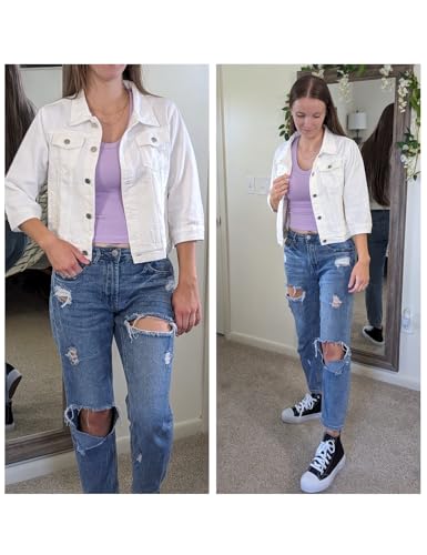 Women's Cropped Denim Jacket with Lapel Buttons