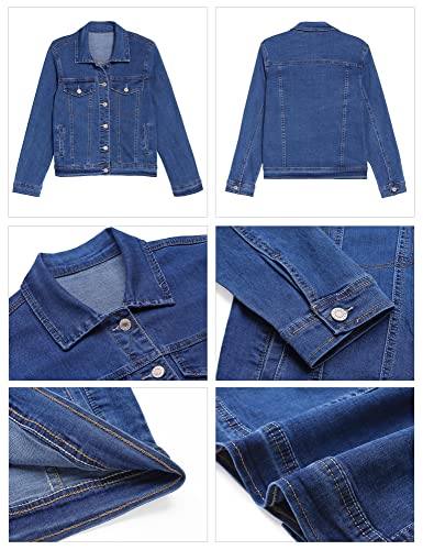 GRAPENT Women's Classic Denim Trucker Jacket - Blue