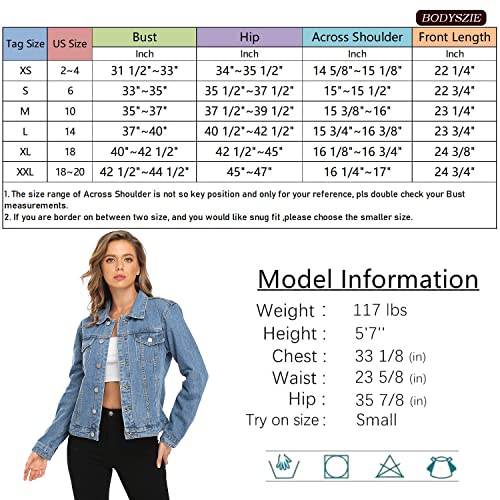 MISS MOLY Women's Casual Long Sleeve Denim Jacket