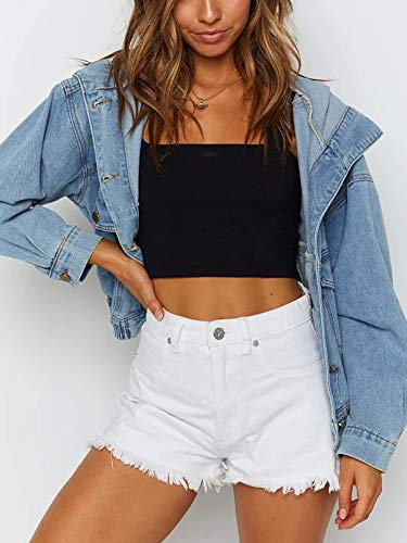 Hooded Denim Bomber Jacket for Women