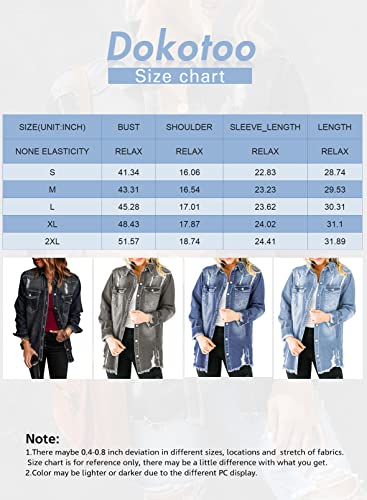 Oversized Frayed Denim Jean Jacket for Women