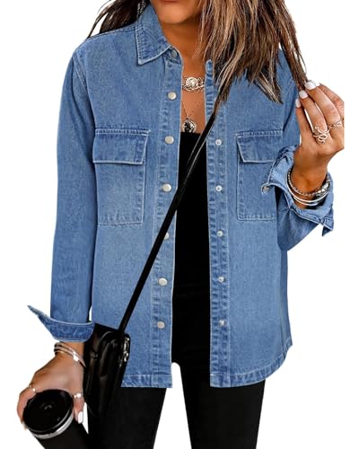 Luvamia Lightweight Blue Jean Shacket for Women
