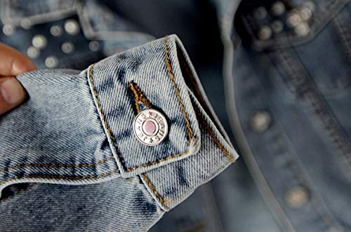 Oversized Denim Jacket with Pearl Embroidery for Women