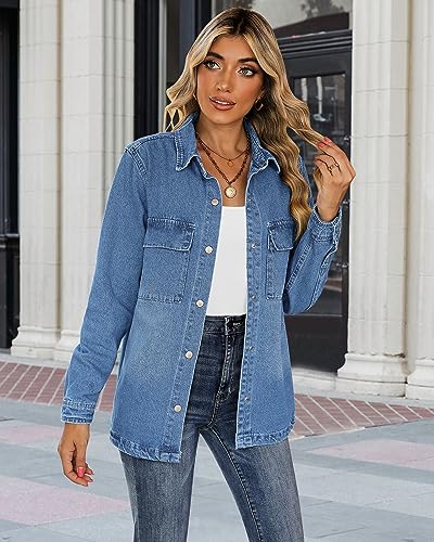 Luvamia Lightweight Blue Jean Shacket for Women