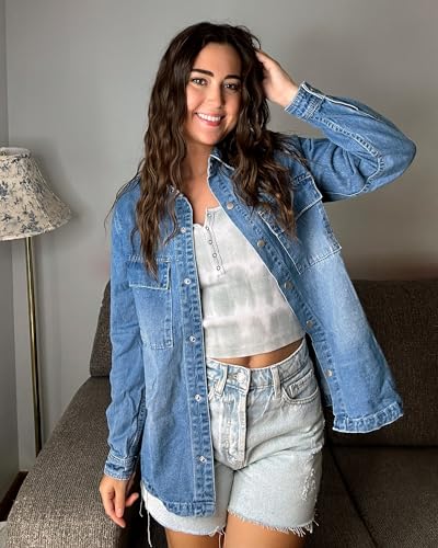 Luvamia Lightweight Blue Jean Shacket for Women